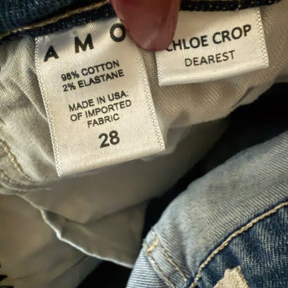 Amo Chloe Crop in Dearest Straight Leg Denim Jeans Size 28 - Picture 7 of 7